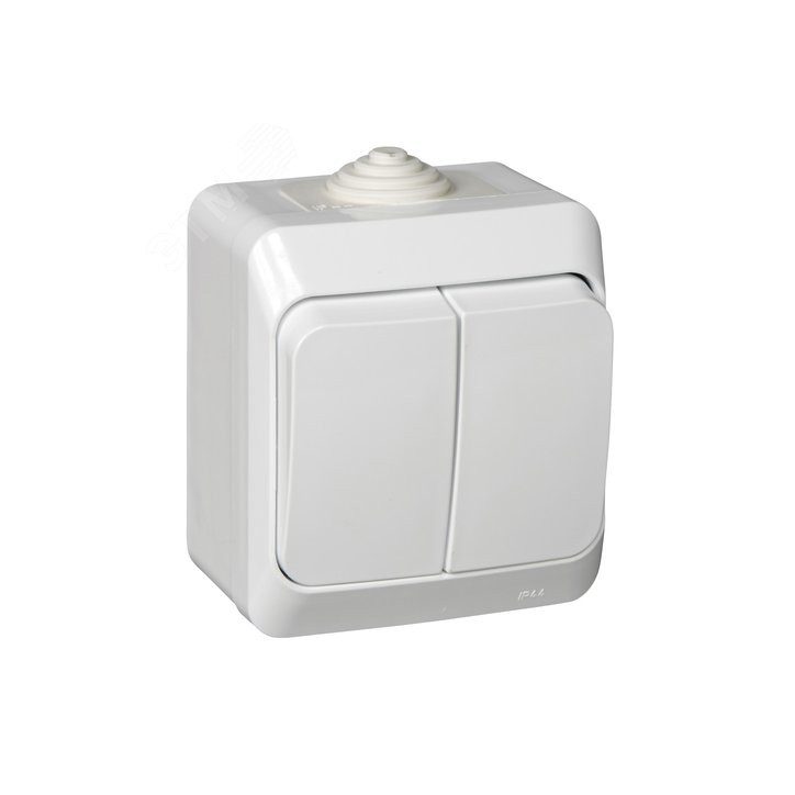 ЭТЮД Выключатель двухклавишный наружный IP44 белый ЭТЮД Выключатель двухклавишный наружный IP44 белый