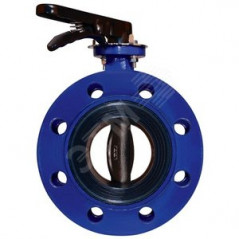 Затвор дисковый поворотный фланцевый DN 125 PN 16 тип 021F диск чугун, с рукояткой