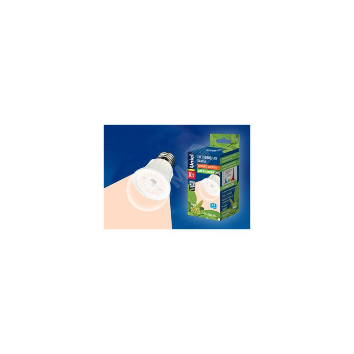 Лампа светодиодная для растений LED-A60-10W/SPFR/E27/CL PLP01WH спектр для фотосинтеза Форма A пластик Лампа светодиодная для растений LED-A60-10W/SPFR/E27/CL PLP01WH спектр для фотосинтеза Форма A пластик