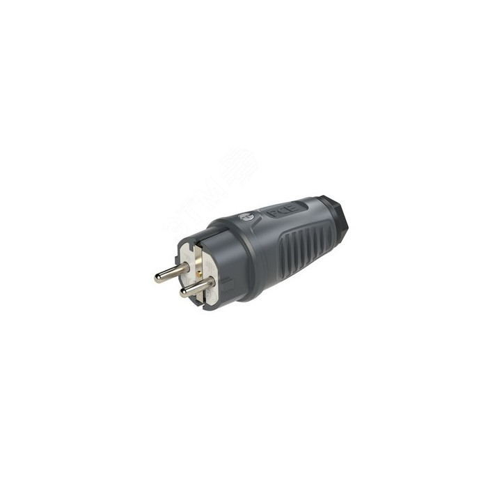 Вилка каб 16A/250V/2P+E/IP54 корпус темносерый, маркер черный