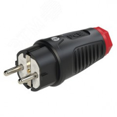 Вилка каб 16A/250V/2P+E/IP54 корпус черный, маркер красный