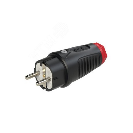 Вилка каб 16A/250V/2P+E/IP54 корпус черный, маркер красный
