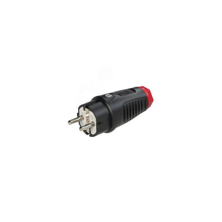 Вилка каб 16A/250V/2P+E/IP54 корпус черный, маркер красный