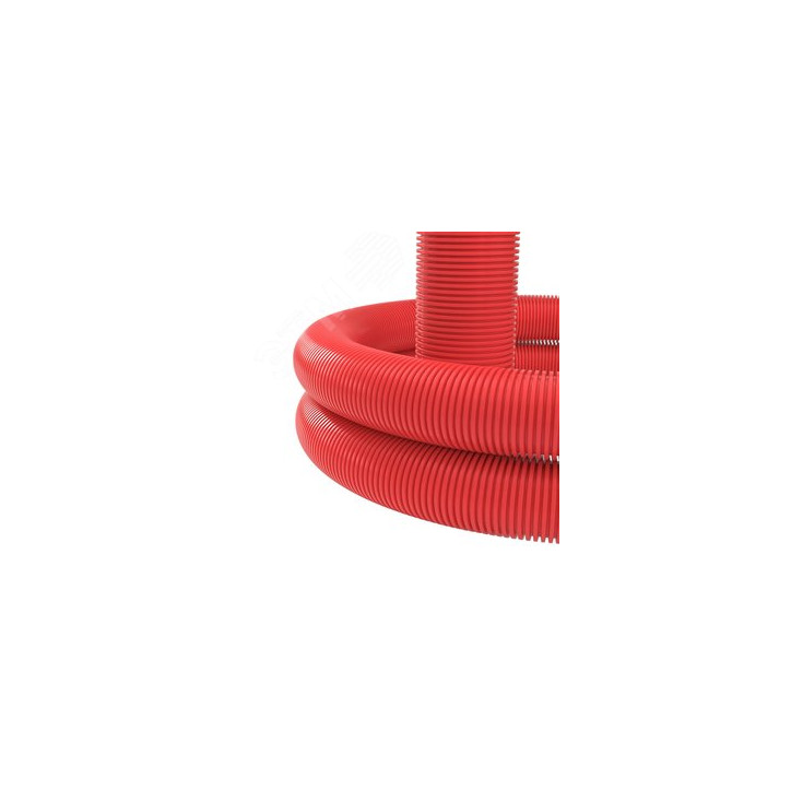 Труба гибкая двустенная 63 мм с протяжкой с муфтой красная (50м)