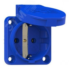 Розетка встраиваемая 16А/250V/2P+E/IP54 50x50 подкл. сзади синяя
