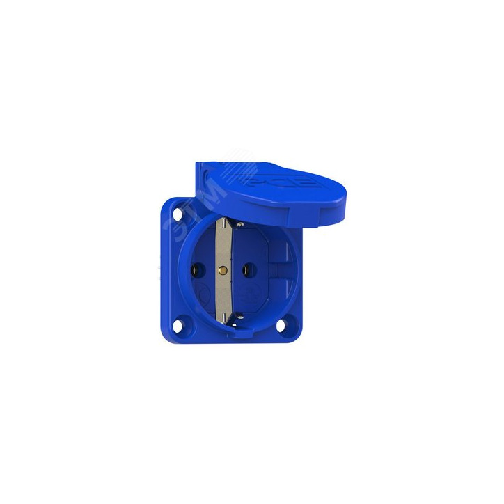 Розетка встраиваемая 16А/250V/2P+E/IP54 50x50 подкл. сзади синяя Розетка встраиваемая 16А/250V/2P+E/IP54 50x50 подкл. сзади синяя