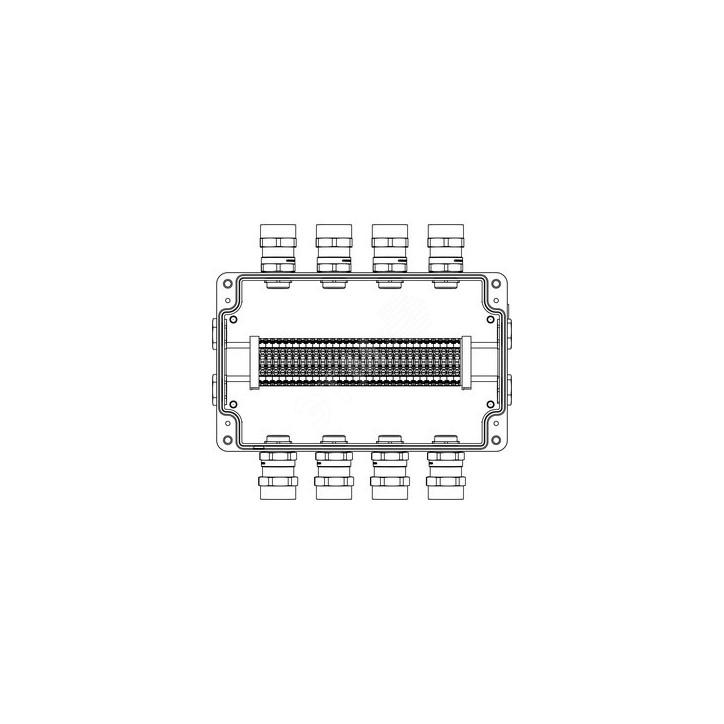Взрывозащищенная клеммная коробка из алюминия TBE-A-18 -(30xCBC.4) -4x6018ANSBKGM2SB(A) - 2xPBMB(B) - 4x6018ANSBKGM2SB(C) - 2xPB