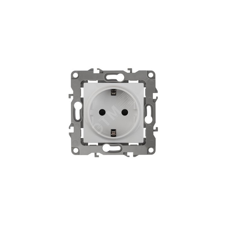 Розетка 2P+E Schuko со шторками, 16A-250В, б.л., Эра12, белый, 12-2002-01