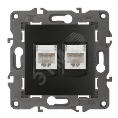 Розетка 2хRJ45, Эра Elegance, антрацит, 14-3108-05