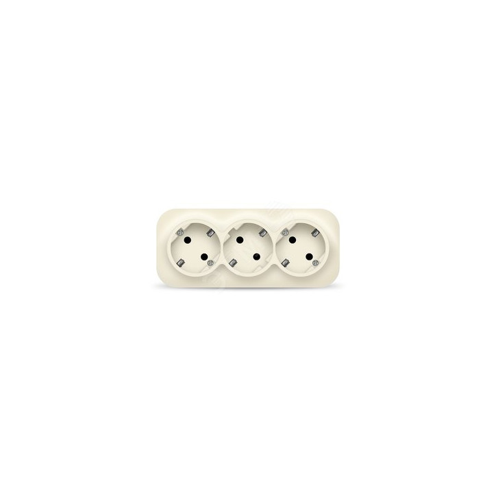 Розетка трехместная серия IONICH, с/з, о/у, 16А, 220В, слоновая кость (ivory)
