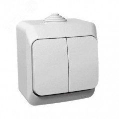 ЭТЮД Выключатель двухклавишный наружный IP44 белый