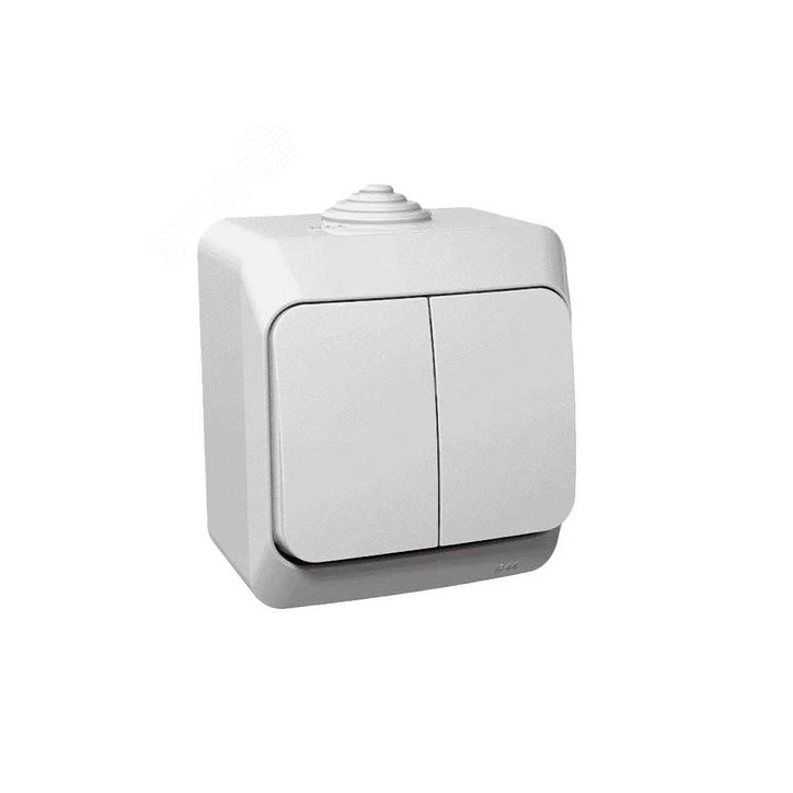 ЭТЮД Выключатель двухклавишный наружный IP44 белый ЭТЮД Выключатель двухклавишный наружный IP44 белый