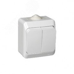 ЭТЮД Выключатель двухклавишный наружный IP44 белый