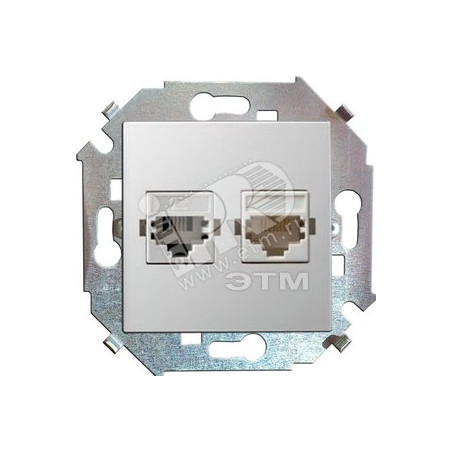 Розетка телефонная + компьютерная RJ11+RJ45 кат.5е, алюминий