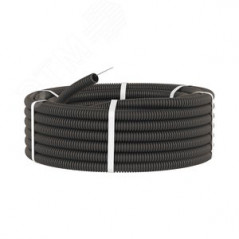 Труба ПВХ гибкая гофрированная д.16мм легкая с протяжкой 100м черный