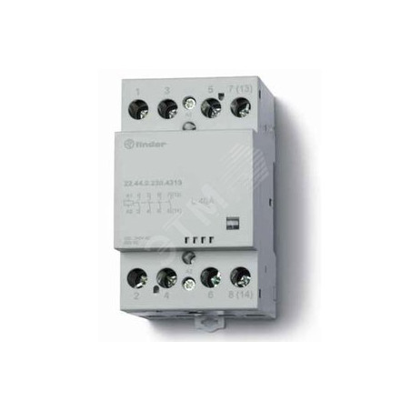 Модульный контактор 40А, 3NO+1NC, катушка 12В AC/DC, Механический индикатор, Контакты AgSnO2