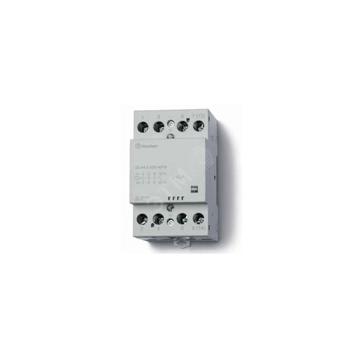 Модульный контактор 40А, 3NO+1NC, катушка 120В AC/DC, Механический индикатор, Контакты AgSnO2