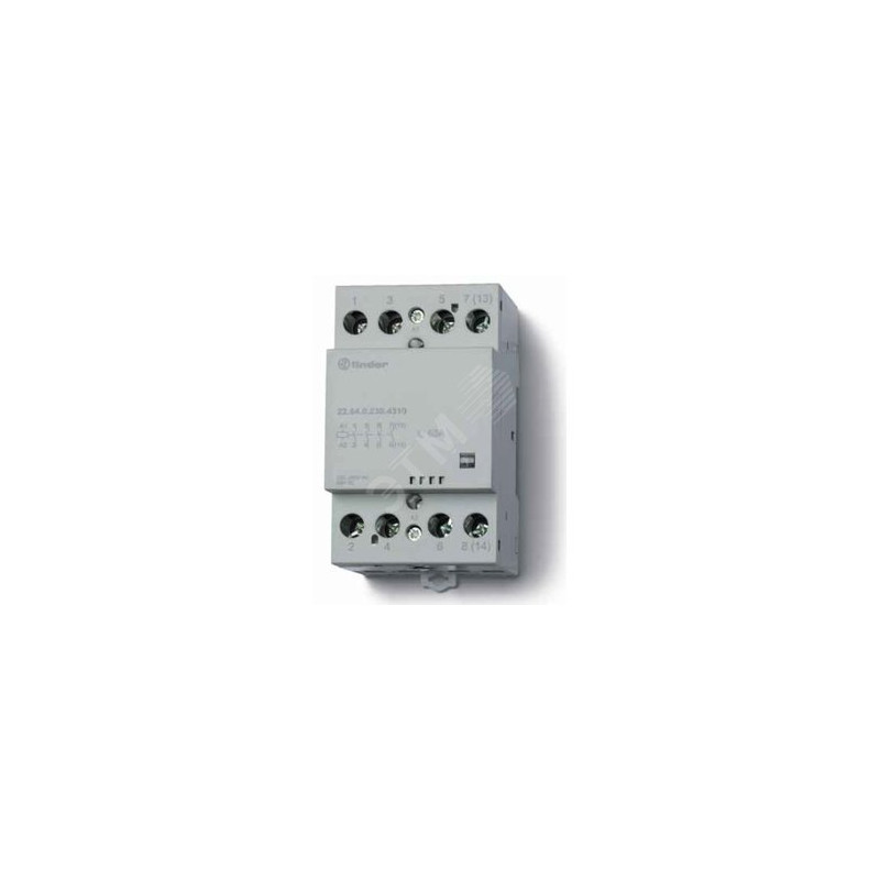 Модульный контактор 63А, 3NO+1NC, катушка 24В AC/DC, Механический индикатор, Контакты AgSnO2