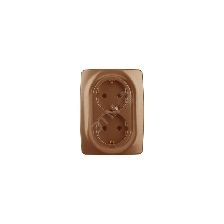 Розетка 2X2P+E Schuko, 16A-250В, Эра12, медь, 12-2106-14
