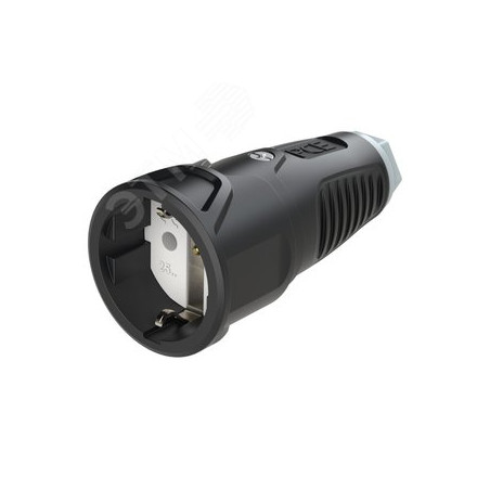 Розетка каб 16A/250V/2P+E/IP20 корпус черный, маркер серый