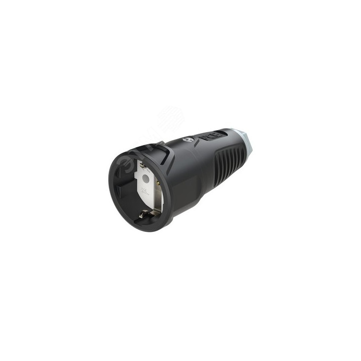 Розетка каб 16A/250V/2P+E/IP20 корпус черный, маркер серый