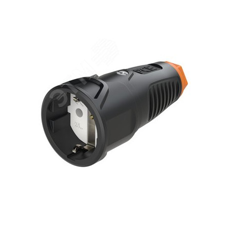 Розетка каб 16A/250V/2P+E/IP20 корпус черный, маркер оранжевый