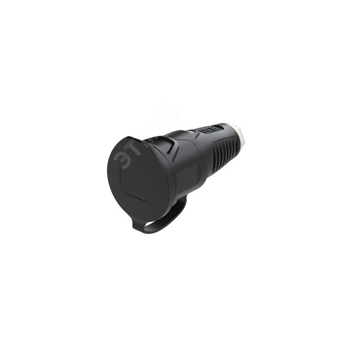Розетка каб 16A/250V/2P+E/IP54 с черным крышкой и корпусом, маркер белый