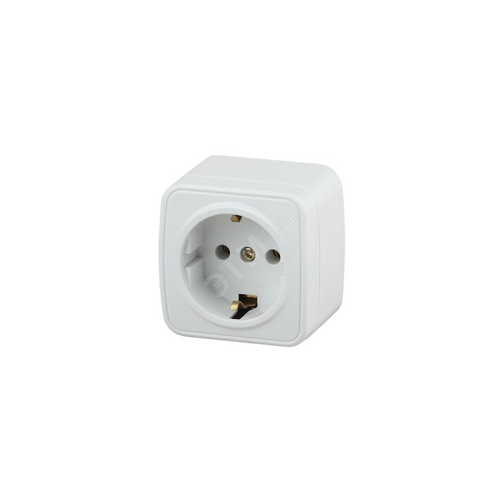 Розетка 2P+E Schuko, 16A-250В, ОУ, Polo, белый, 3-202-01