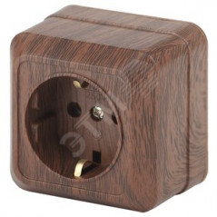 Розетка 2P+E Schuko, 16А-250В, ОУ, Quadro, венге, 2-202-10