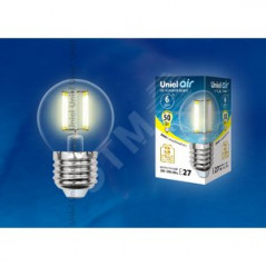 LED-G45-6W/WW/E27/CL GLA01TR Лампа светодиодная. Форма ''шар'', прозрачная. Серия Air. Теплый белый свет (3000K). Картон. ТМ