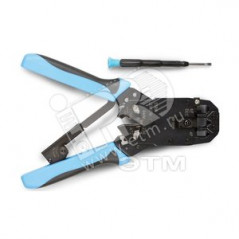 Hyperline HT-2008AR Инструмент обжимной для RJ-45, RJ-12, RJ-11 (8P8C, 6P6C, 4P4C), профессиональный, с храповым механизмом