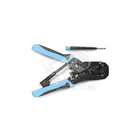 Hyperline HT-2008AR Инструмент обжимной для RJ-45, RJ-12, RJ-11 (8P8C, 6P6C, 4P4C), профессиональный, с храповым механизмом