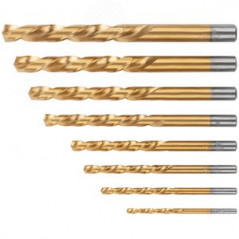 Набор сверл по металлу HSS шлифованные, титановое покрытие, угол заточки 135град, пласт. кейс, 8 шт. (3-4-5-6-7-8-9-10 мм)