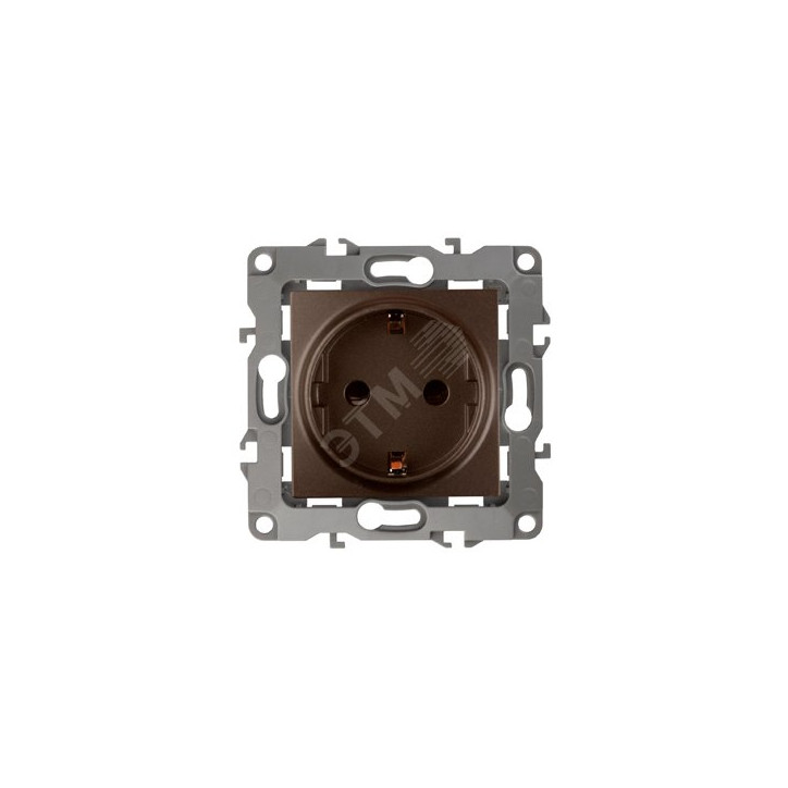 Розетка 2P+E Schuko, 16A-250В, Эра12, бронза, 12-2101-13