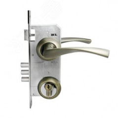 Замок врезной цилиндровый с ручками для деревянных дверей АЛЛЮР АРТ ЗВ4-85А.1330 бронза матовая