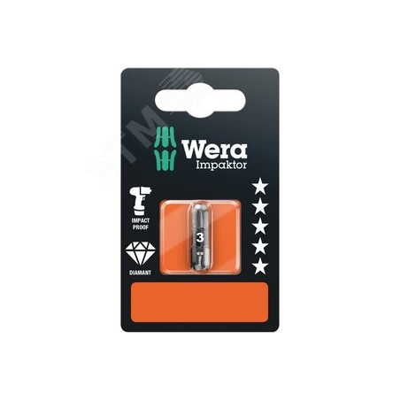 Бита ударная 855/1 IMP DC Impaktor PZ SB алмазное покрытие хвостовик шестигранный 1/4 C 6.3 PZ 3X25