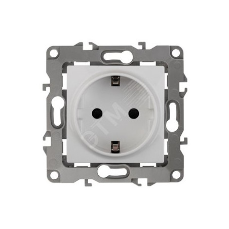 Розетка 2P+E Schuko, 16A-250В, Эра12, белый, 12-2101-01
