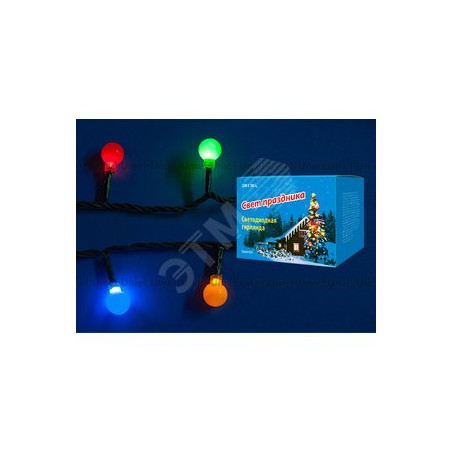 Гирлянда светодиодная с контроллером Разноцветные шарики 100 светодиодов 8 м разноцветная IP20 провод зеленый ULD-S0800-100/DGA 