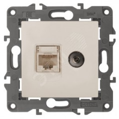 Розетка RJ45+TV, Эра Elegance, сл.кость, 14-3110-02