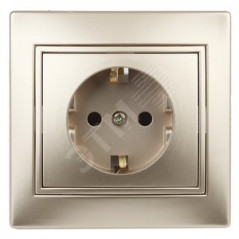 Розетка 2P+E Schuko со шторками, 16А-250В, СУ, Plano, шампань, 1-206-04