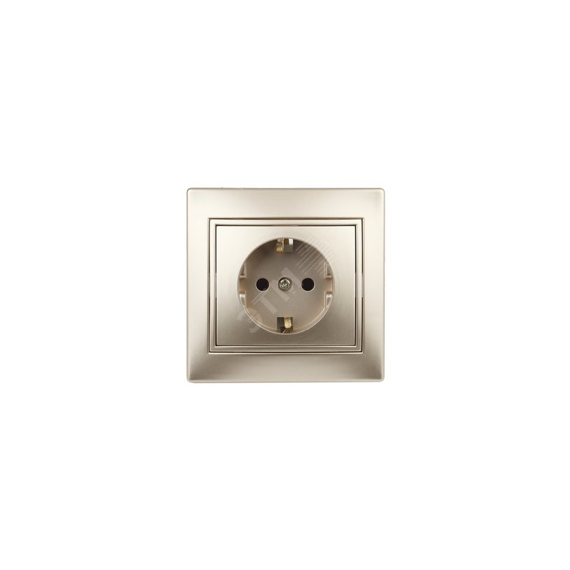 Розетка 2P+E Schuko со шторками, 16А-250В, СУ, Plano, шампань, 1-206-04