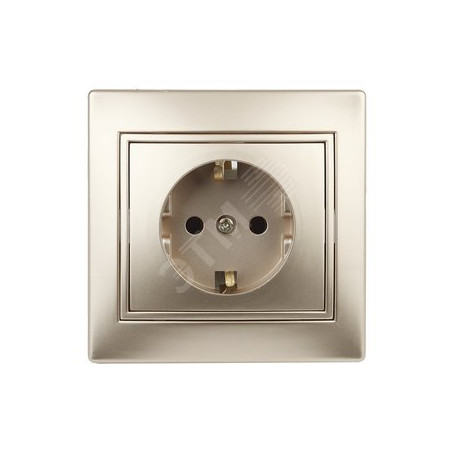 Розетка 2P+E Schuko со шторками, 16А-250В, СУ, Plano, шампань, 1-206-04