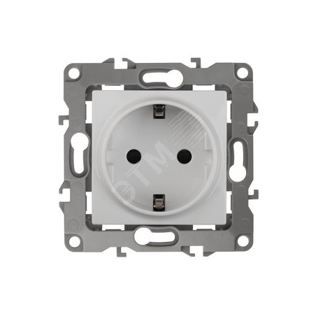 Розетка 2P+E Schuko со шторками, 16А-250В, Эра12, Al+Cu белый, 12А-2002-01
