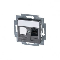 Розетка информационная Levit RJ45 категория 5e и заглушка сталь