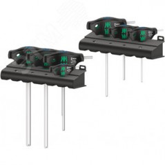 Набор отвёрток с Т-образной рукояткой 454/7 HF Set 1 Hex-Plus с функцией фиксации крепежа 2.5 - 10 мм 7 предметов комплектация: 