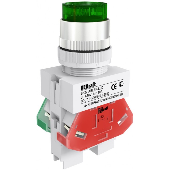 Кнопка зеленая ABLFP 22мм LED 220В ВK-22 Кнопка зеленая ABLFP 22мм LED 220В ВK-22