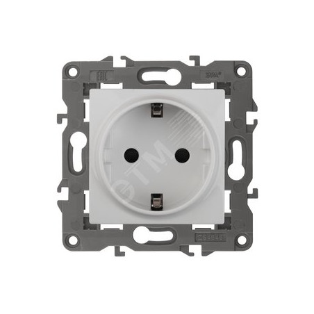 Розетка 2P+E Schuko со шторками, 16А-250В, Эра Elegance, белый, 14-2102-01