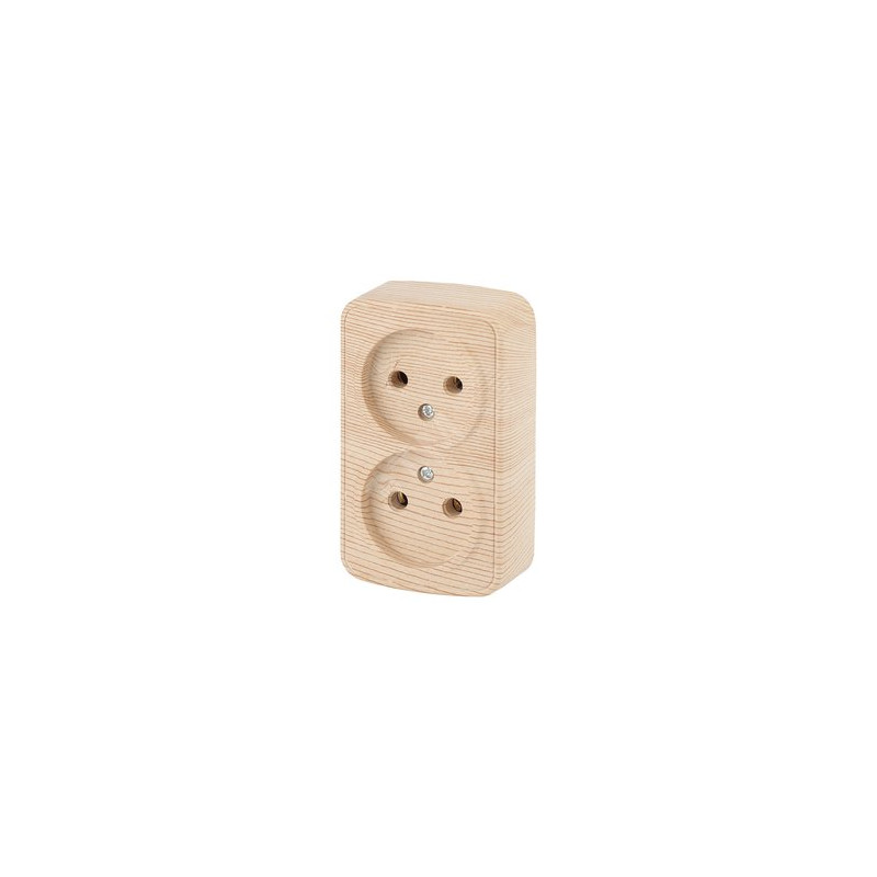 Розетка 2х2P, 16A-250В, ОУ, Polo, сосна, 3-203-11
