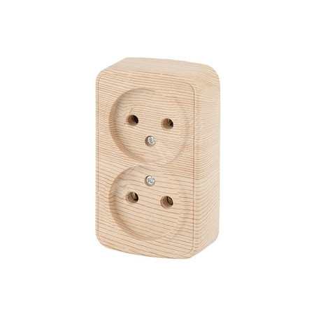 Розетка 2х2P, 16A-250В, ОУ, Polo, сосна, 3-203-11