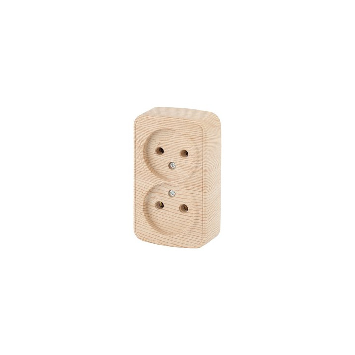 Розетка 2х2P, 16A-250В, ОУ, Polo, сосна, 3-203-11
